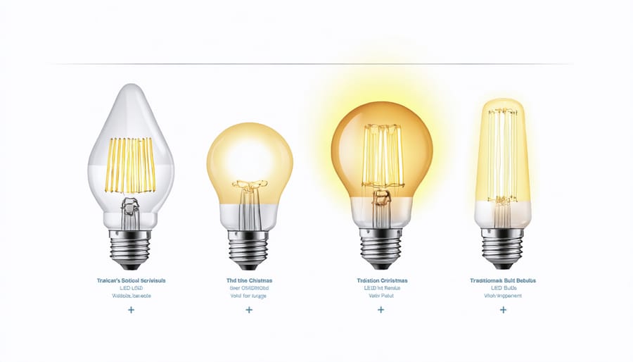 Detailed comparison diagram of LED and traditional Christmas light bulb components