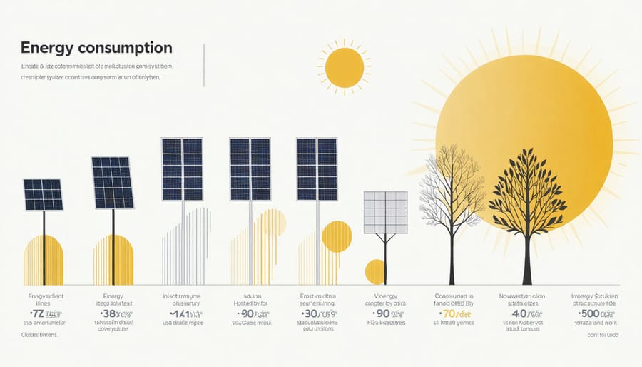 Visual chart displaying relationship between household energy usage and required solar system capacity