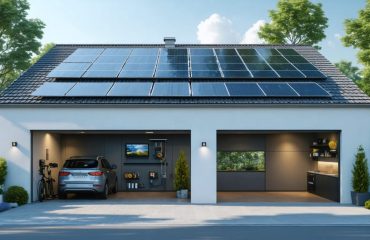 Image of a modern home equipped with advanced solar panels and a transparent view of a futuristic solar battery storage system, showcasing innovation in renewable energy technology.