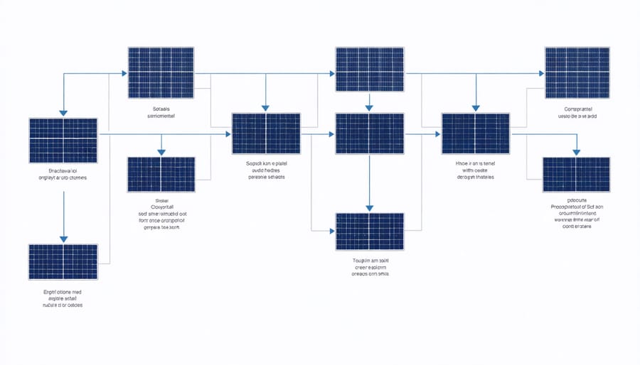 Visual flowchart showing the steps from eligibility check to solar panel installation approval