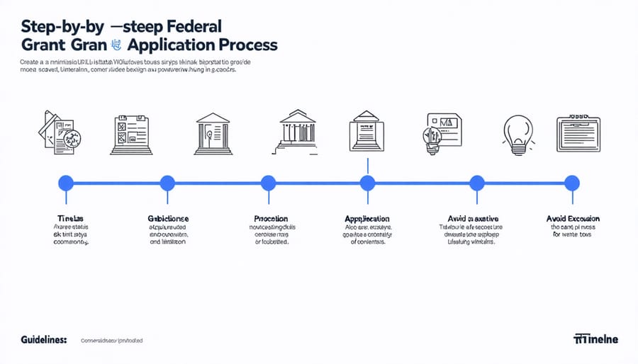 Visual flowchart depicting the steps to apply for federal solar grants