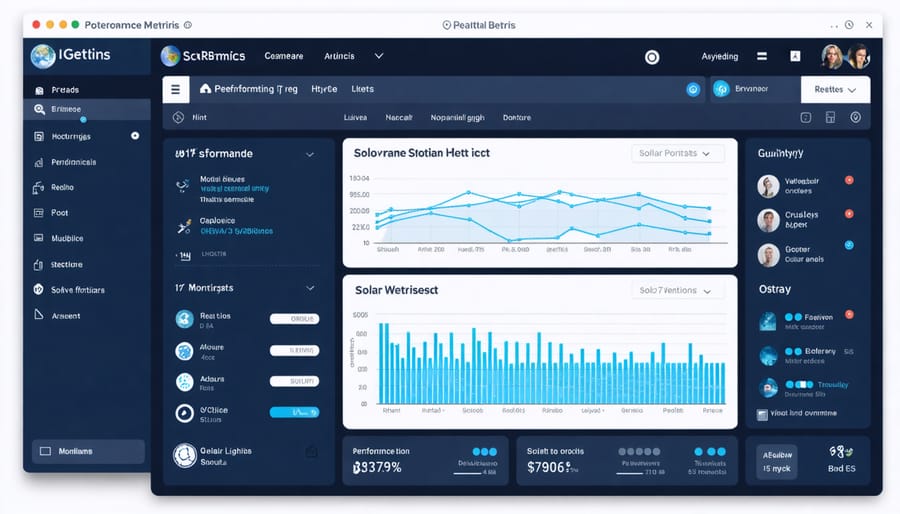 Example of a solar system monitoring dashboard interface with performance graphs and status indicators