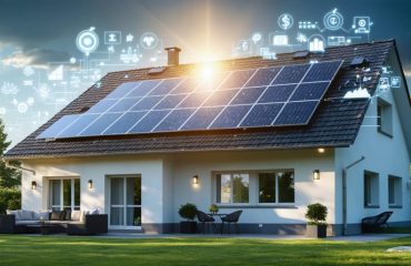 A home rooftop fully equipped with solar panels shining brightly under sunrays, symbolizing energy savings and federal financial incentives for solar installation.