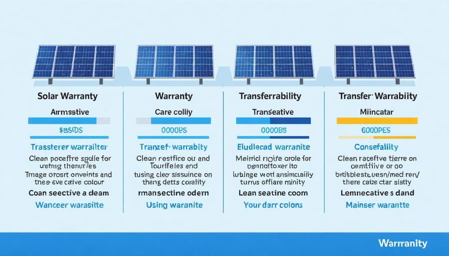 Visual comparison chart of product, performance, and workmanship warranties for solar panels