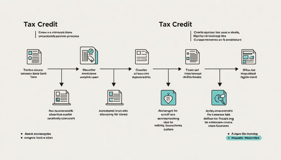 Flowchart showing steps from installation to tax credit claim completion