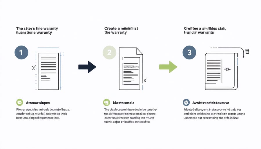 Flowchart showing steps from initiating warranty transfer to completion