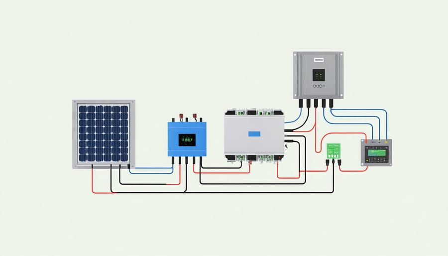 Diagram illustrating core components of a home battery energy storage system