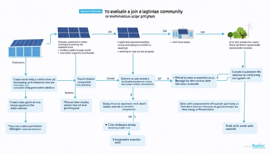 Visual guide showing steps to safely join a community solar program