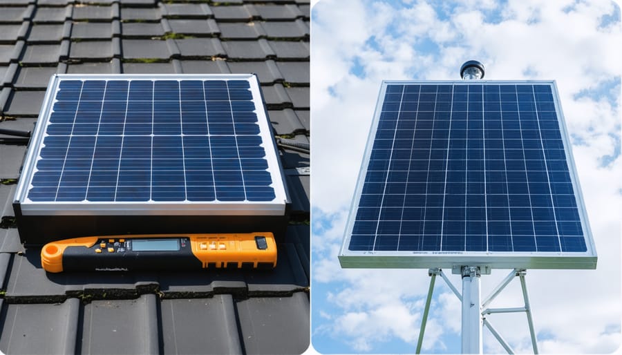 Side-by-side comparison of homeowner solar monitoring tools versus professional audit equipment