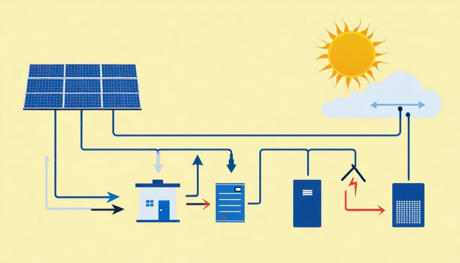 Visual representation of energy flow in a residential solar and storage system