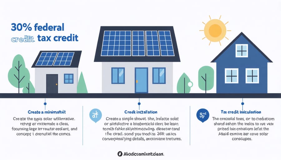 Visual breakdown of federal solar tax credit savings calculation with dollar amounts