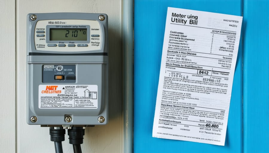 Net metering demonstration with electric meter and utility bill savings