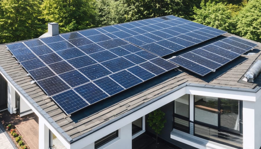 Optimally sized and positioned solar panel array on residential roof