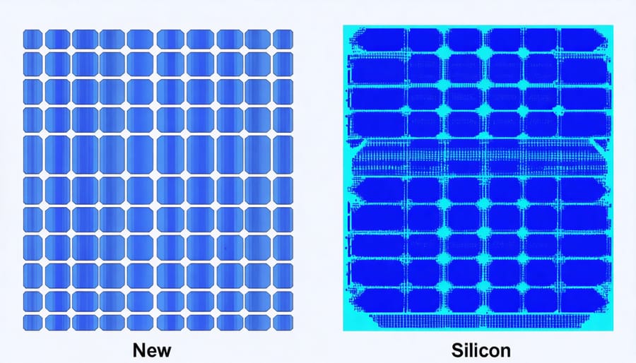 Visual comparison between traditional silicon solar cells and next-generation perovskite solar cells