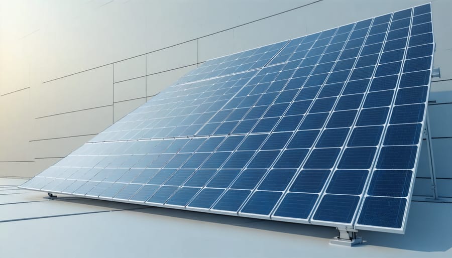 Technical illustration showing the key components of a solar panel rapid shutdown safety system