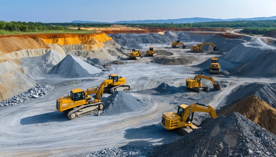 Large-scale silicon mining operation showing environmental impact on landscape