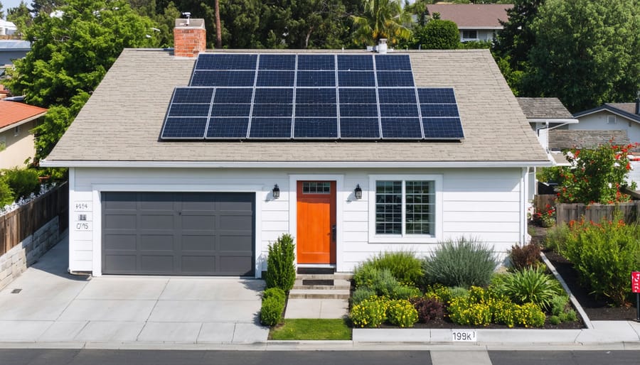 Residential solar panels connected to wall-mounted battery storage system