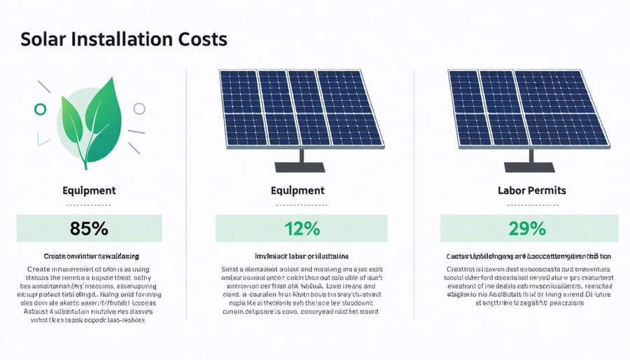 Visual breakdown of solar panel installation cost components with percentages