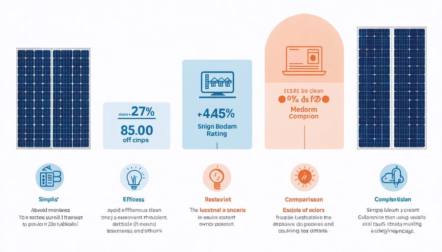 Comparative chart displaying efficiency percentages and cost metrics for different solar panel technologies