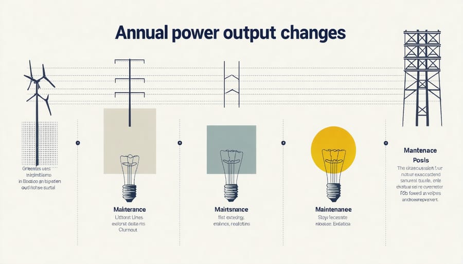 Visual representation of yearly solar panel output with maintenance recommendations