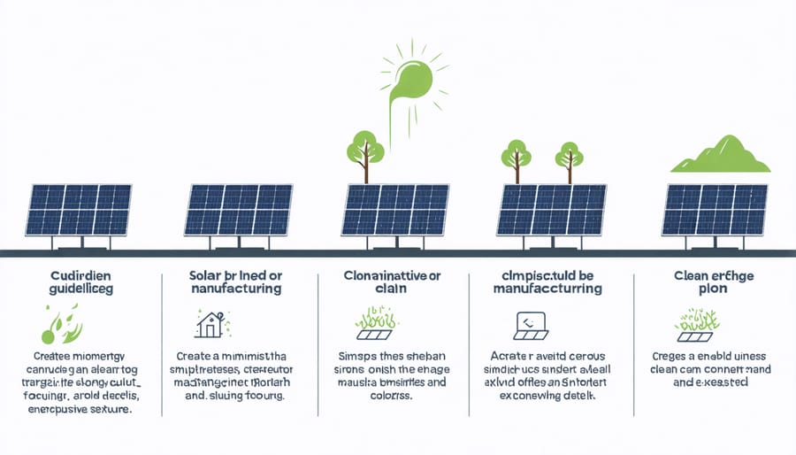 Visual representation of solar panel manufacturing carbon footprint and energy use