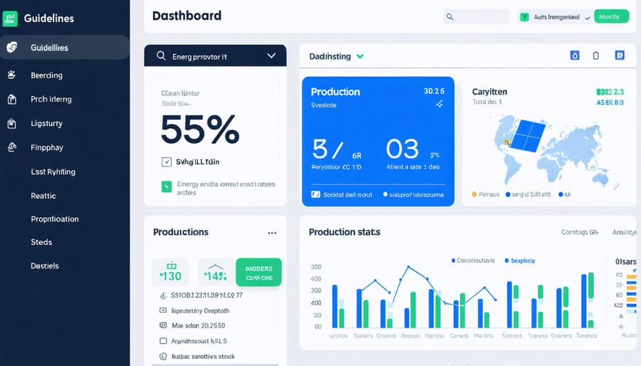 Solar system monitoring interface displaying real-time energy production and consumption data