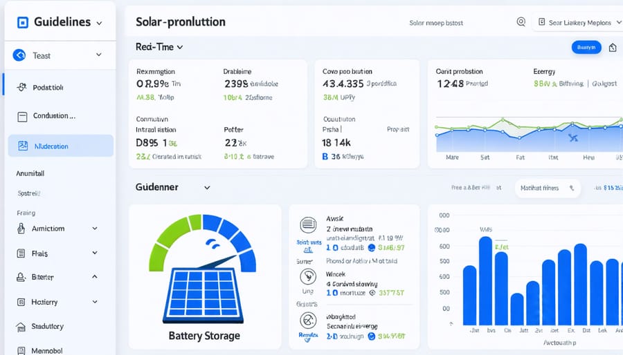 Smart device displaying solar system monitoring interface with performance metrics