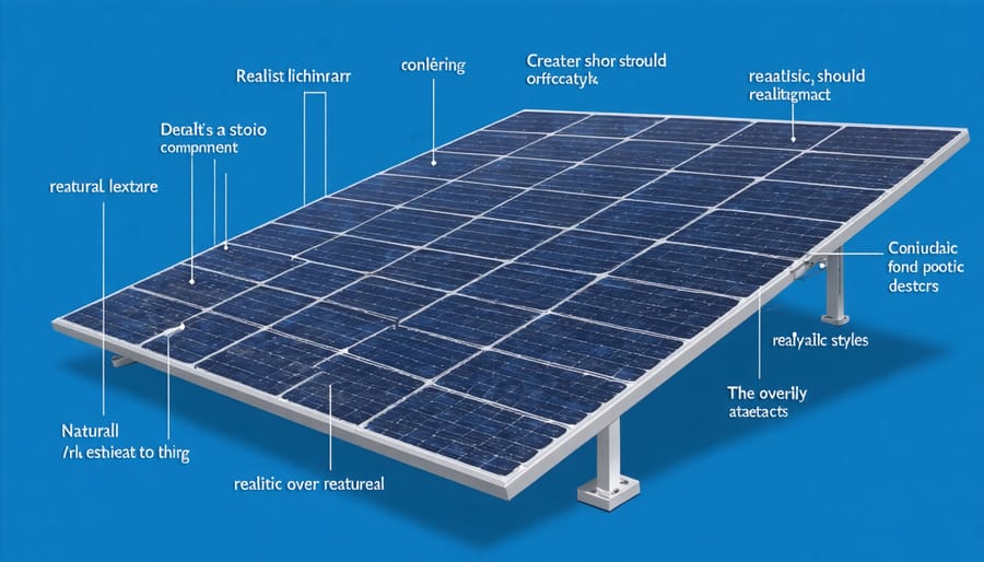 Detailed illustration showing labeled parts of a solar panel system