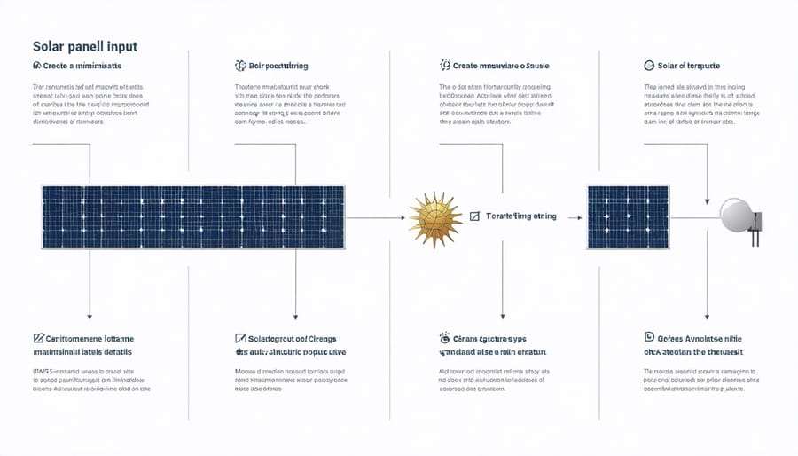 Detailed diagram of solar panel production process including raw materials and energy requirements