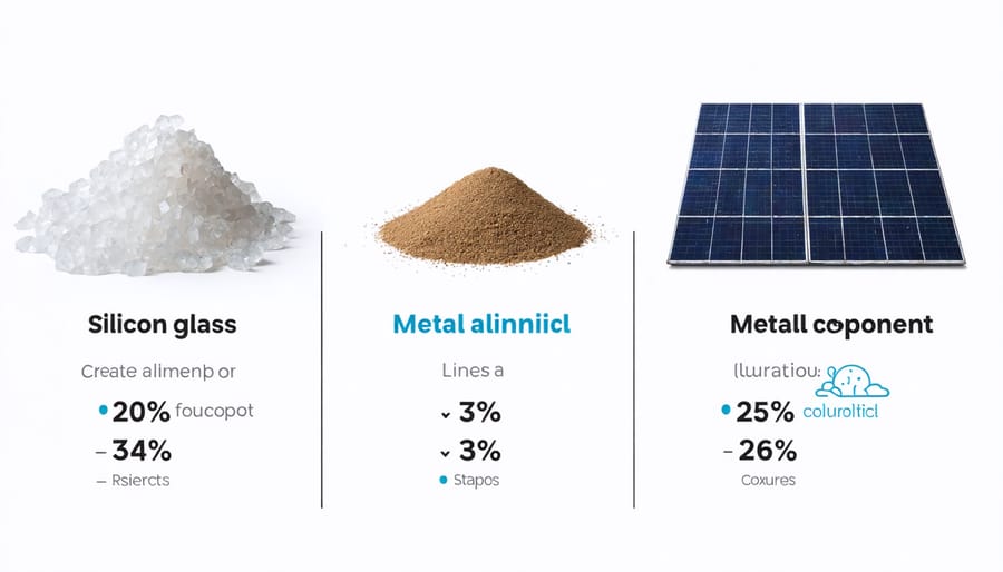 Diagram illustrating the primary materials used in solar panel manufacturing