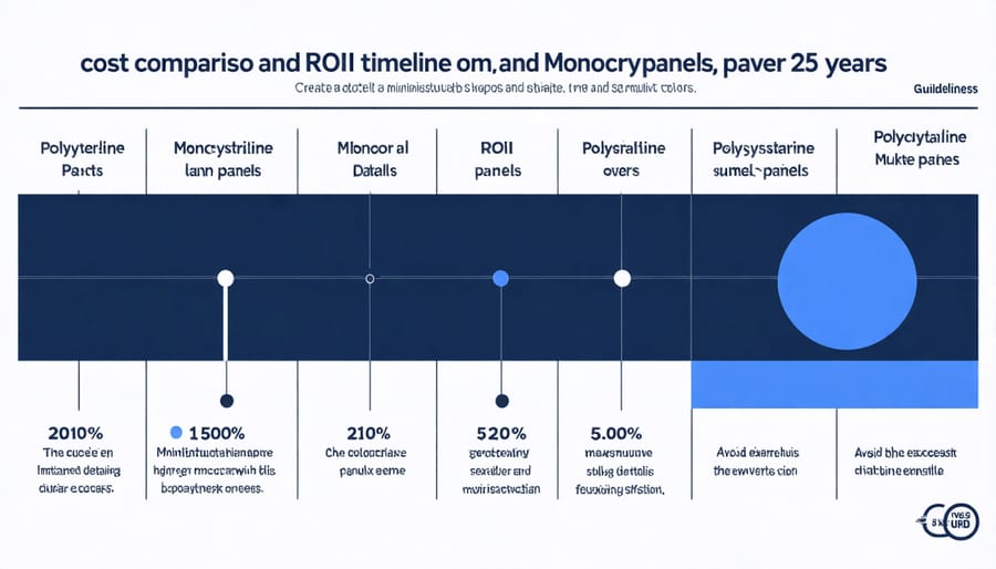 Graph comparing initial costs and long-term savings between monocrystalline and polycrystalline solar panels