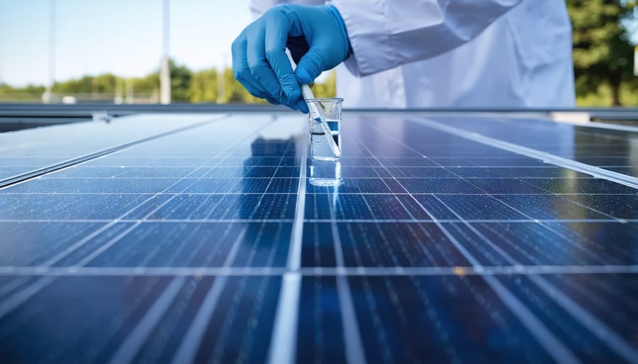 Solar panel undergoing professional quality testing in a certification laboratory