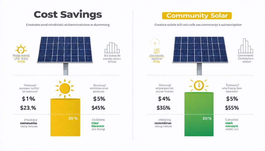 Graph comparing traditional electricity costs versus community solar savings over time