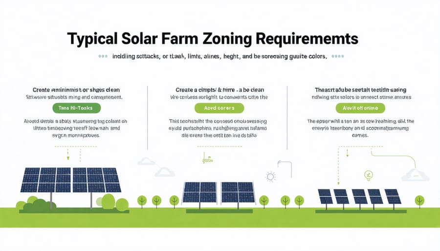 Diagram illustrating key zoning requirements for solar farm installations