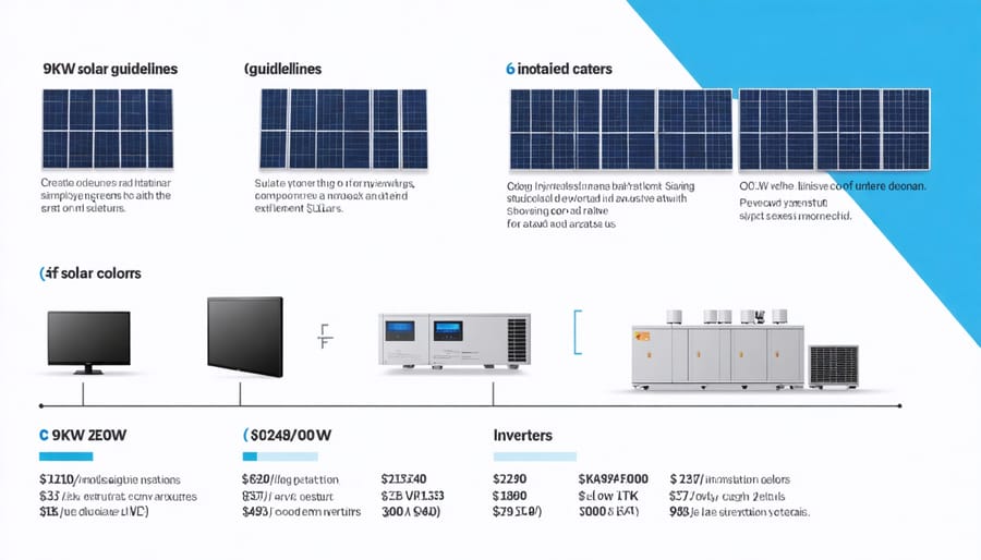 Cost breakdown chart showing various components of a 9kW solar installation