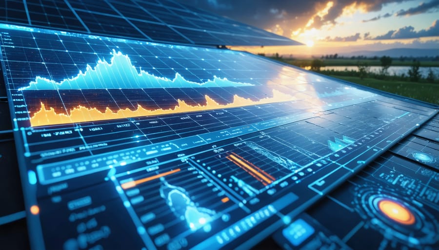 Dashboard displaying AI weather analysis and solar power prediction graphs