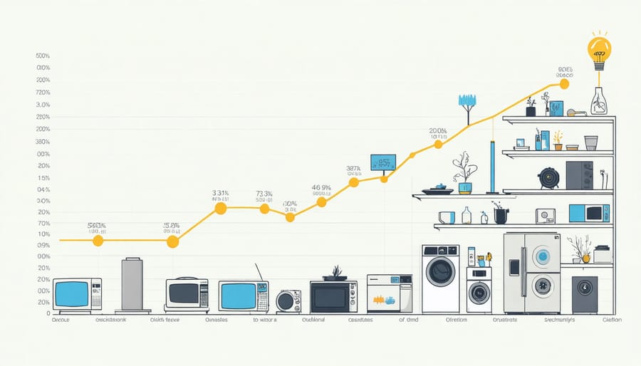 Graph showing daily household energy consumption patterns with appliance breakdown