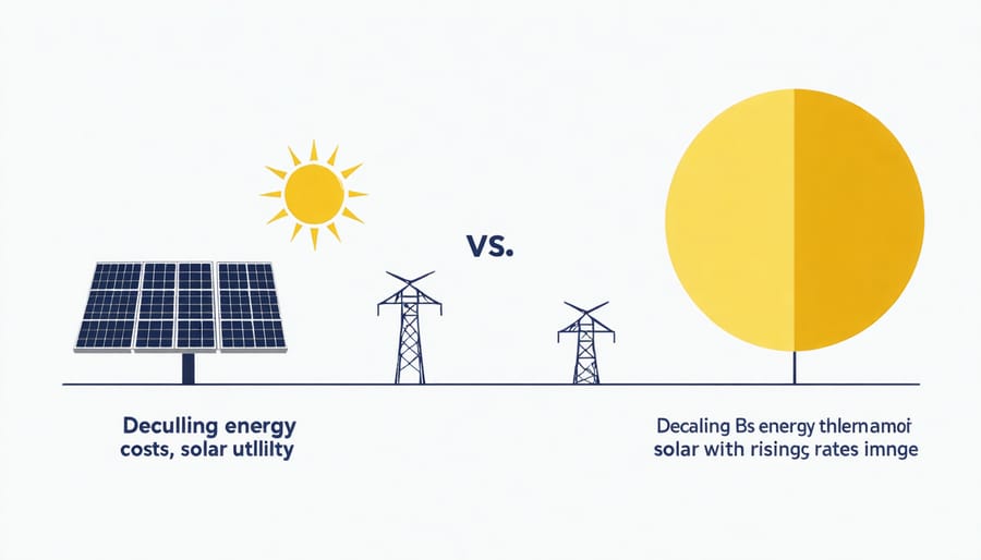 Graph comparing solar energy costs versus traditional utility rates over 20 years