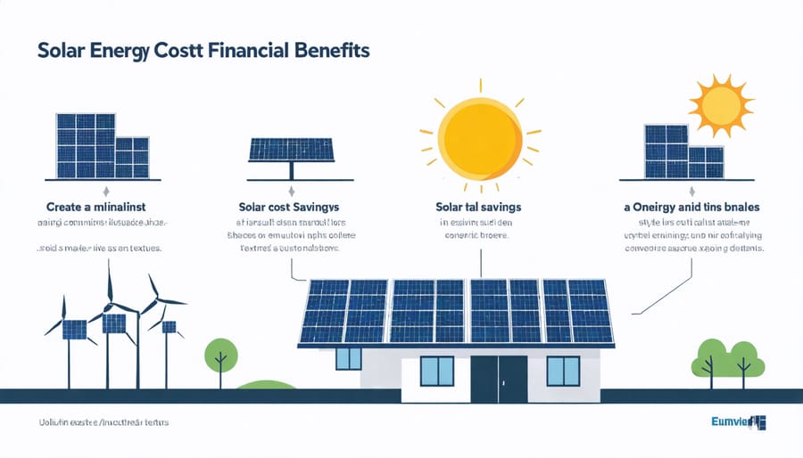 Visual representation of solar energy savings, incentives, and return on investment