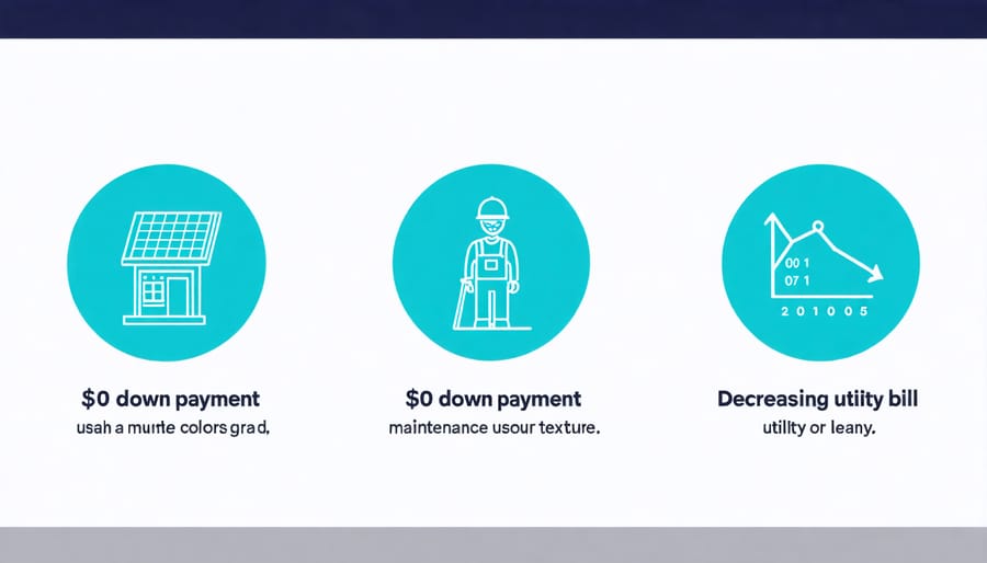 Visual representation of three key benefits of solar panel leasing